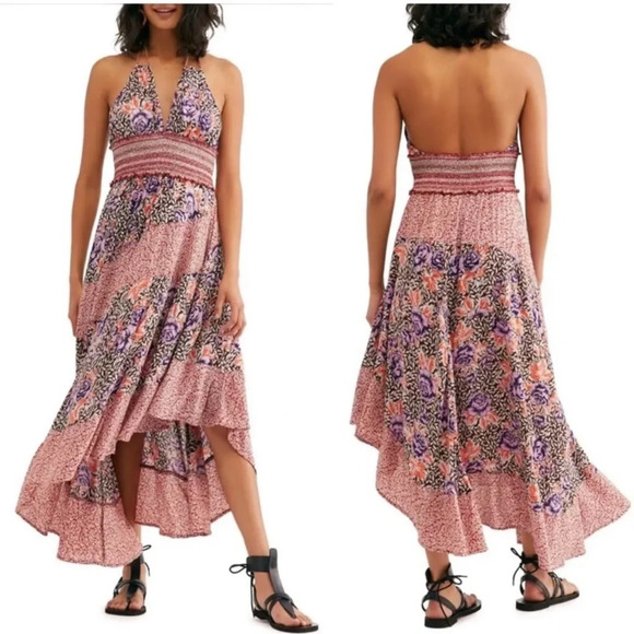 Free People Gabriella Halter Midi Dress in Terracotta Size XS - Picture 1 of 12